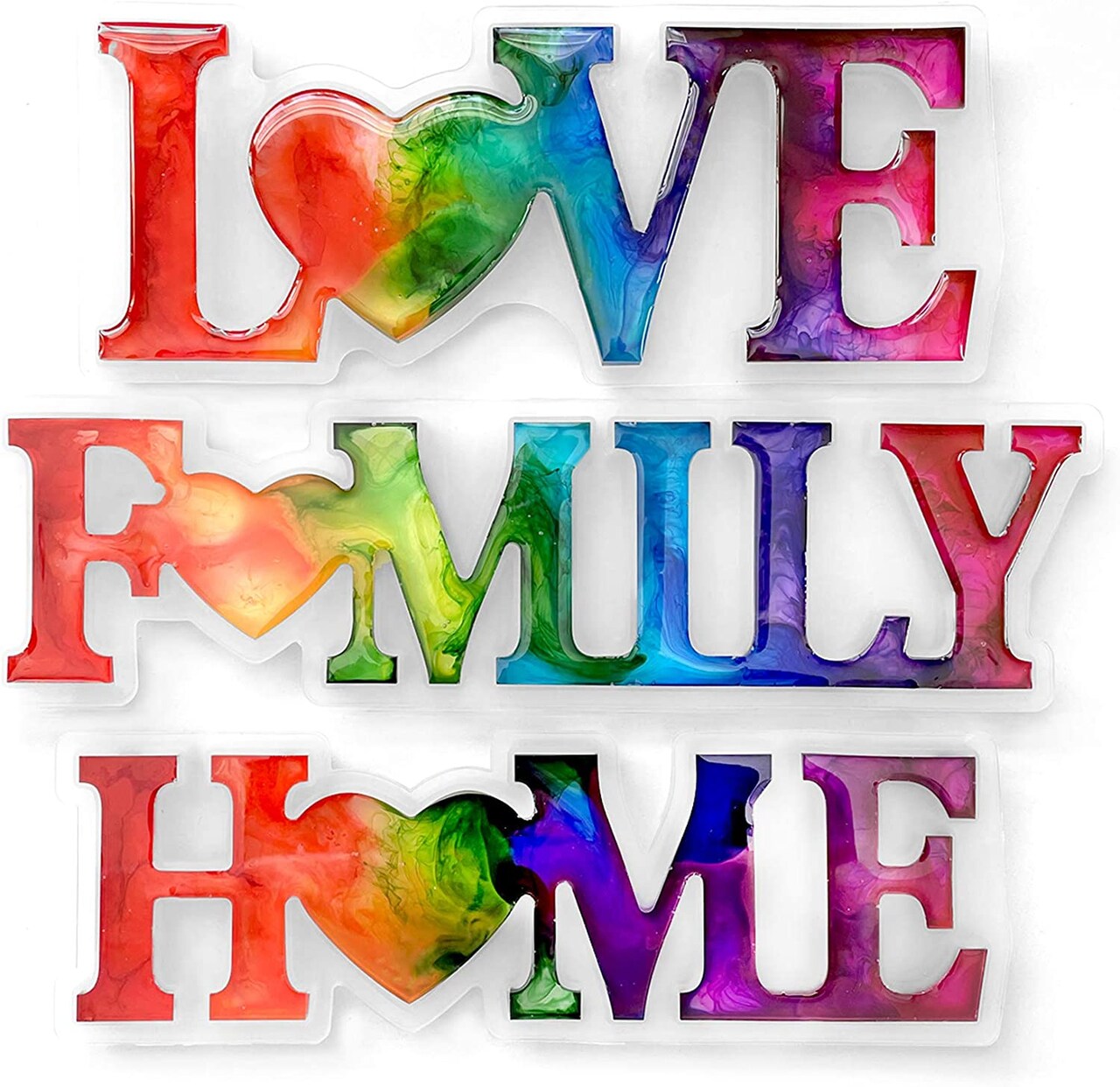 Pixiss Resin Mold Family, Love, Home Silicone Molds with 3pcs Epoxy Resin Molds